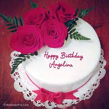 Birthday Cake And Flowers Images Download The Name Angelina Is Generated On Lovely Roses Birthday Cake With Name Image Download And Share Birthday Cake With Nam Fotos Con Nombres Pasteles Cumpleanos