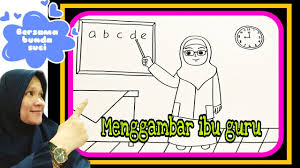 Gambar kartun seorang guru sedang mengajar. Cara Menggambar Orang Tema Ibu Guru Bunda Suci Youtube