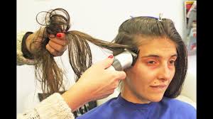Pigtails and space buns are one of the most popular hairstyles of the moment. Hair Clipper Running Her Long Hair To Shave Both Sides Of Her Head Youtube