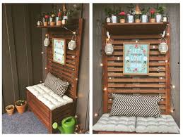 Bank Mit Wandpaneel Regal Aussen Applaro Braun Gebeizt Diy Balkon Wandpaneele Ikea Terrasse Kleines Balkon Dekor