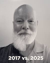 I was a shade darker from my time in the Brazilian sun, 59 vs. 67 years  old, and had/have great beards thanks to these fantastic barbers:  @rafaandrade_011 @tyler.wride #beard #bearded