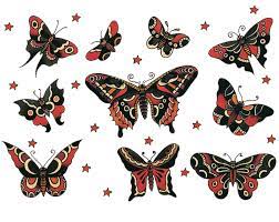 Pin By Boo Shaw Hodgson On Sailor Jerry Vintage Tattoo Designs Vintage Tattoo Design Vintage Tattoo Traditional Butterfly Tattoo