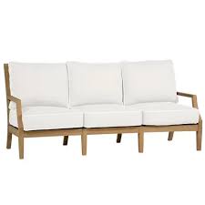 Selling directly to consumers at wholesale prices. Summer Classics Haley French Country White Cushion Brown Teak Wood Sofa 81 W 90 W Kathy Kuo Home