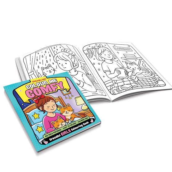 Colour Me Comfy : Grace Girls| Cute and Elegant Girls Colouring Book for Kids, Teens, and Adults | Simple Bold Outlines, Relaxing and Creative Designs
