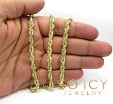 Brilliant gold plated finish over brass metal. Buy 14k Yellow Gold Solid Diamond Cut Rope Chain 22 30 Inch 5mm Online At So Icy Jewelry