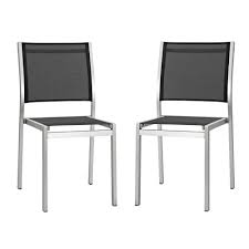 Modway Shore Patio Aluminum Outdoor Dining Chair In Silver Black Set Of 2 Eei 2585 Slv Blk Set The Home Depot Outdoor Chairs Patio Dining Chairs Modern Outdoor Dining