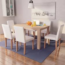 Longueur 10 cm x largeur 10 cm x hauteur 73,5 cm. Ensemble Table A Manger 6 Personnes 6 Chaises Style Scandinave 140 X 80 X 75 Cm Cuir Synthetique Chene Cdiscount Maison