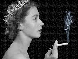 Queen Elizabeth Smoking Jigsaw Puzzle by Tony Rubino