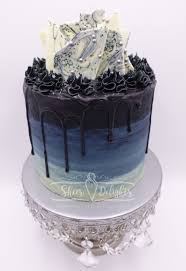 Black And White Ombre Cake Black And Blue Ombre Drip Cake Birthday Drip Cake Tropical Birthday Cake Blue Birthday Cakes