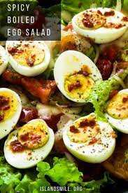 Boiled Egg Salad Spicy With Onions And Tomatoes Island Smile Recipe Boiled Egg Salad Egg Salad Boiled Eggs