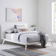Mid Century Platform Bed White Bed Furniture Bedroom Furniture Beds White Bedroom Furniture