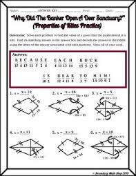 These geometry worksheets require students to identify and name basic quadrilaterals, triangles and polygons. Quadrilaterals Properties Of Kites Riddle Worksheet Quadrilaterals Riddles Worksheets