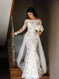 Long Sleeves Lace Mermaid Cheap Wedding Dresses Online Cheap Bridal Dresses Wd541 Detachable Train Wedding Dress Online Wedding Dress Wedding Dress Train