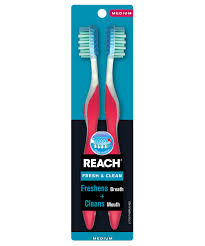 To do this sprinkle a little bicarbonate on a wet toothbrush and gently rub your tongue before rinsing. Reach Fresh Clean Toothbrush With Medium Bristles 2 Count Reach Toothbrush