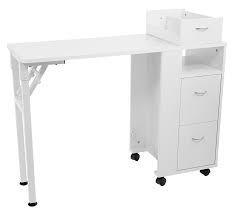 White manicure nail table with marble top. Manicure Table