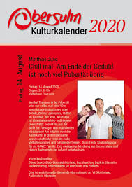 Sie beginnt bei den meisten mädchen zwischen acht und zehn jahren. Verschoben Matthias Jung Chill Mal Am Ende Der Geduld Ist Noch Viel Pubertat Ubrig 16 03 20 Gemeinde Obersulm Aktuelles