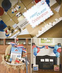 A First Class Post Office Inspired Birthday Party Hostess With The Mostess Retirement Party Decorations Office Themed Party Office Retirement Party