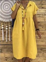 Plus Size Casual Shirt Collar Short Sleeve Midi Dress Modmiss Women Dresses Casual Summer Plain Dress Casual Summer Dresses For Women