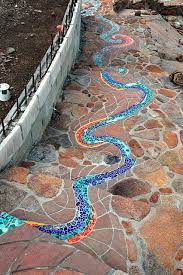 Stairwell To The Lake Mosaic Walkway Mosaic Garden Diy Mosaic Garden