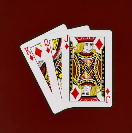 Playing cards king queen jack deck with red background casino poker - Stock Image - Everypixel