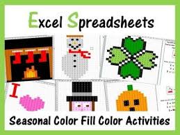Excel Spreadsheets Seasonal Mystery Pictures Fill Color Bundle Pixel Art Mystery Pictures Color Activities Science Teaching Resources