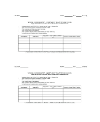 Machine Maintenance Log Manual Template Computer Report Word