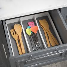 Luxury oak expanding utensil tray adjusts to the width of your drawer; Rebrilliant 2 H X 13 12 W X 16 D Flatware Kitchen Utensils Drawer Organizer Reviews Wayfair