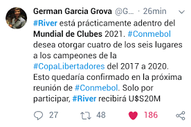 Encuentra las últimas noticias sobre mundial de clubes 2021 en canalrcn.com. River Tendria Su Plaza Asegurada En El Nuevo Mundial De Clubes 2021 Cariverplate