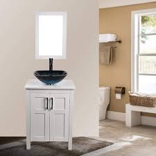 Wall cabinet w shelves/glass door, white/jutis frosted glass40x80 cm. Bathroom Vanity Sink Combo White Cabinet Round Frosted Tempered Glass Vessel Sink Wish