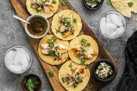 Pear salsa for fish tacos. Mini Fish Tacos With Bartlett Pear Salsa Chili Drizzle California Pears