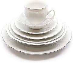 Shop with afterpay on eligible items. Amazon Com Royalty Porcelain Vintage Antique 28 Pc Dinnerware Set Bernadotte White Platinum Bone China Porcelain Dinnerware Sets