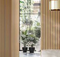 Natural Oak Acoustic Wall Panels Soundproof Slat Wood Cladding Siding (12"  Wide 2pc./Box)