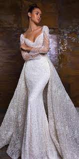Crystals On Tulle Long Sleeve Lace Mermaid Wedding Dress Brown Ha Sparkly Wedding Dress Long Sleeve Wedding Dress Lace Long Sleeve Wedding Dress Lace Mermaid