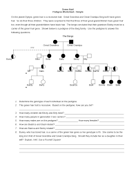 Worksheet genetics pedigree worksheet grass fedjp #400295. Solved Green Hair Pedigree Worksheet Simple 0n The Planet Dyejoh Green Hair Is A Recessive Trait Great Grandma And Great Grandpa Berg Both Hav Course Hero