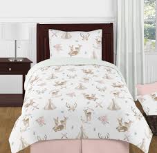 Sweet Jojo Designs Deer Floral Blush Pink Mint Green Tan White Microfiber Rustic 4 Piece Comforter Set Reviews Wayfair