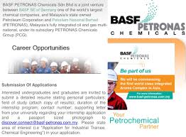 Basf petronas chemicals sdn bhd. Mmesa Iium On Twitter Internship Opportunity At Basf Petronas Chemicals Kuantan Chemical Mech Ee Hse Eng Discover Connect Basf Petronas Com My Https T Co Eblc3dtfuh