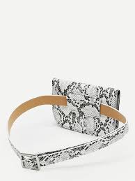 Rinonera Con Estampado De Piel De Serpiente Al Azar Spanish Shein Sheinside Rinonera Bolsos De Cuero Hechos A Mano Bolso De Mano De Cuero