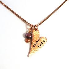 Amor Fati Hammered Copper Necklace Copper Necklace Fire Jewelry Heart Jewelry