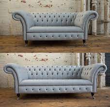 Barock design chesterfield sofas couch samt stoff sessel mobel. Chesterfield Luxus 3 Sitzer Sofa Stoff Textil Hellgrau Polster Couch Top Qualitat Couchen Sofas Bei Jv Moebel