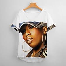 TRPODGAETR Missy Elliott Women V Neck Short-Sleeve Women'S Summer T-Shirt  Short Sleeve Basic Tee, 4X-Large