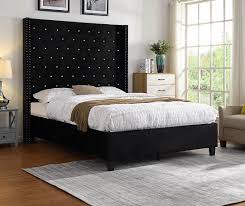 Buy the flora black velvet bed, gray, king online from houzz today, or shop for other platform beds for sale. Mottley Glam Style Black Velvet Bed Charmax B8016