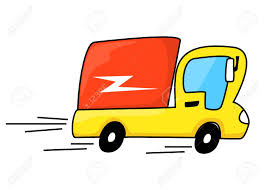 SVG, Vettoriale - Camion Di Consegna Stile Cartone Animato In Movimento Di  Velocità. Image 76716971