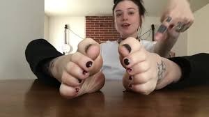 Gothic teen shows off her inked feet and toes while smoking - Feet9