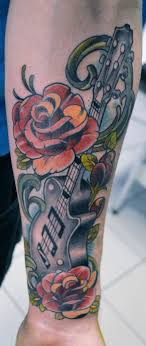 Guitar Roses By Mojoncio Deviantart Com On Deviantart Music Tattoo Rose Tattoos Tattoos