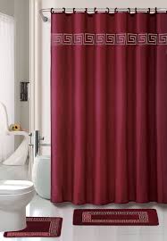Greek Key 15 Pice 3 Piece Bath Set Hooks Burgundy Bathroom Red Shower Curtains Bathroom Red
