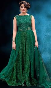 Green Color Embroidered Net Gown Designer Party Wear Dresses Party Wear Dresses Net Gowns