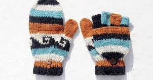 聖誕節禮物創意禮物交換禮物限量一件手織純羊毛針織手套 可拆卸手套 內刷毛手套 保暖手套 made in nepal 夏日的夕陽海 omhandmade