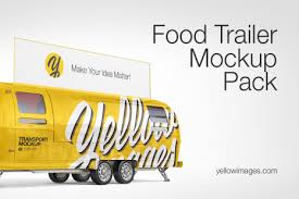 Posted on may 2, 2018. Food Truck Mockup Pack In Vehicle Mockups On Yellow Images Creative Store