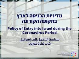 Other developments in the coronavirus pandemic: Policy Of Entry Into Israel During The Coronavirus Period Population And Immigration Authority