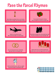 Pass the prize or parcel is a perfect ice breaker game for your baby shower. Free Printable Pass The Parcel Rhymes Game For Baby Shower Baby Shower Party Food Baby Shower Games Pass The Parcel Game